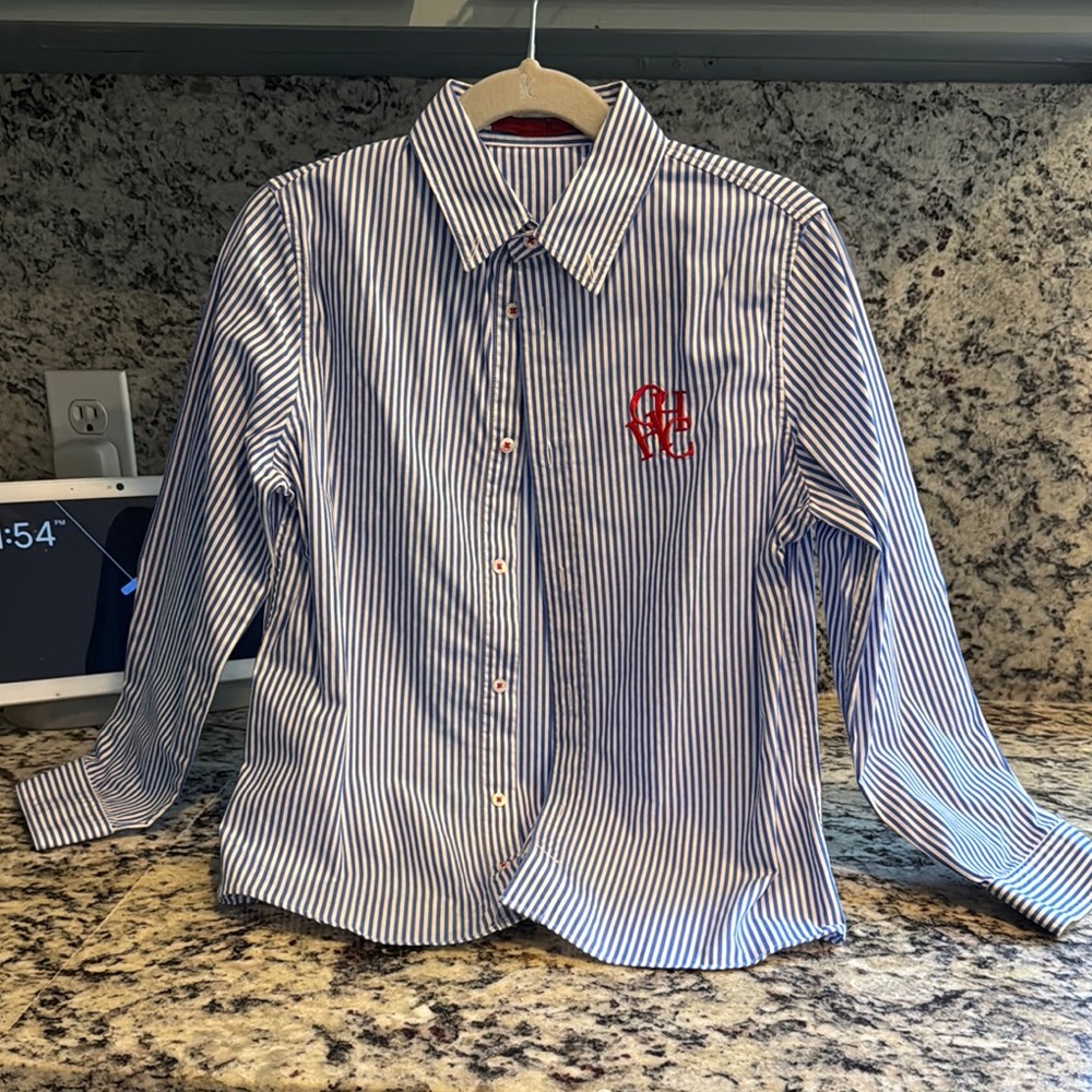 Carolina Herrera Blue and White Striped Kids Shirt